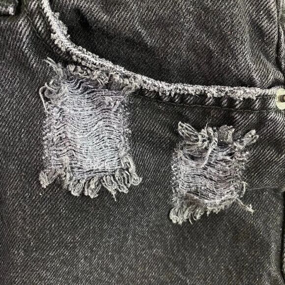 Carmar Black High Rise Slim Fit Distressed Floral Embroidered Denim Skirt - Picture 8 of 14